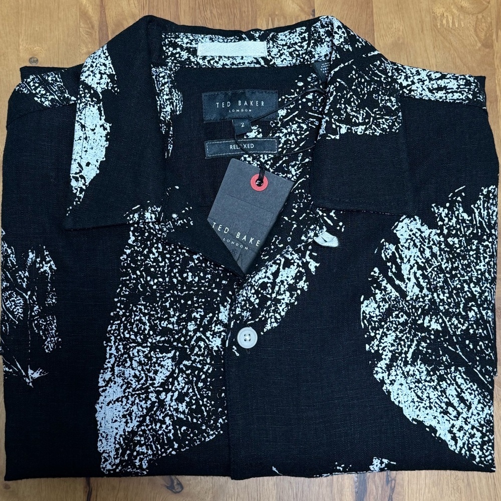 Ted Baker Black and White Leaf Print Men's Shirt